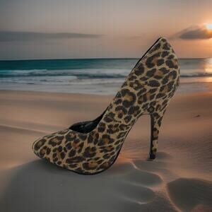 Ellie Shoes 511-Safari 5 " Inch Heel Velvet Leopard Print Pump Size 6